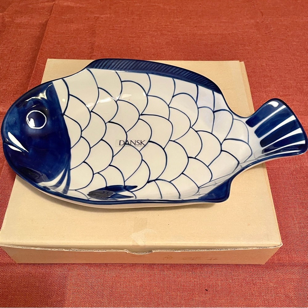 DANSK🐟Arabesque Fish Platter Plate - Scandinavian Modern Ceramic Nordic Charm